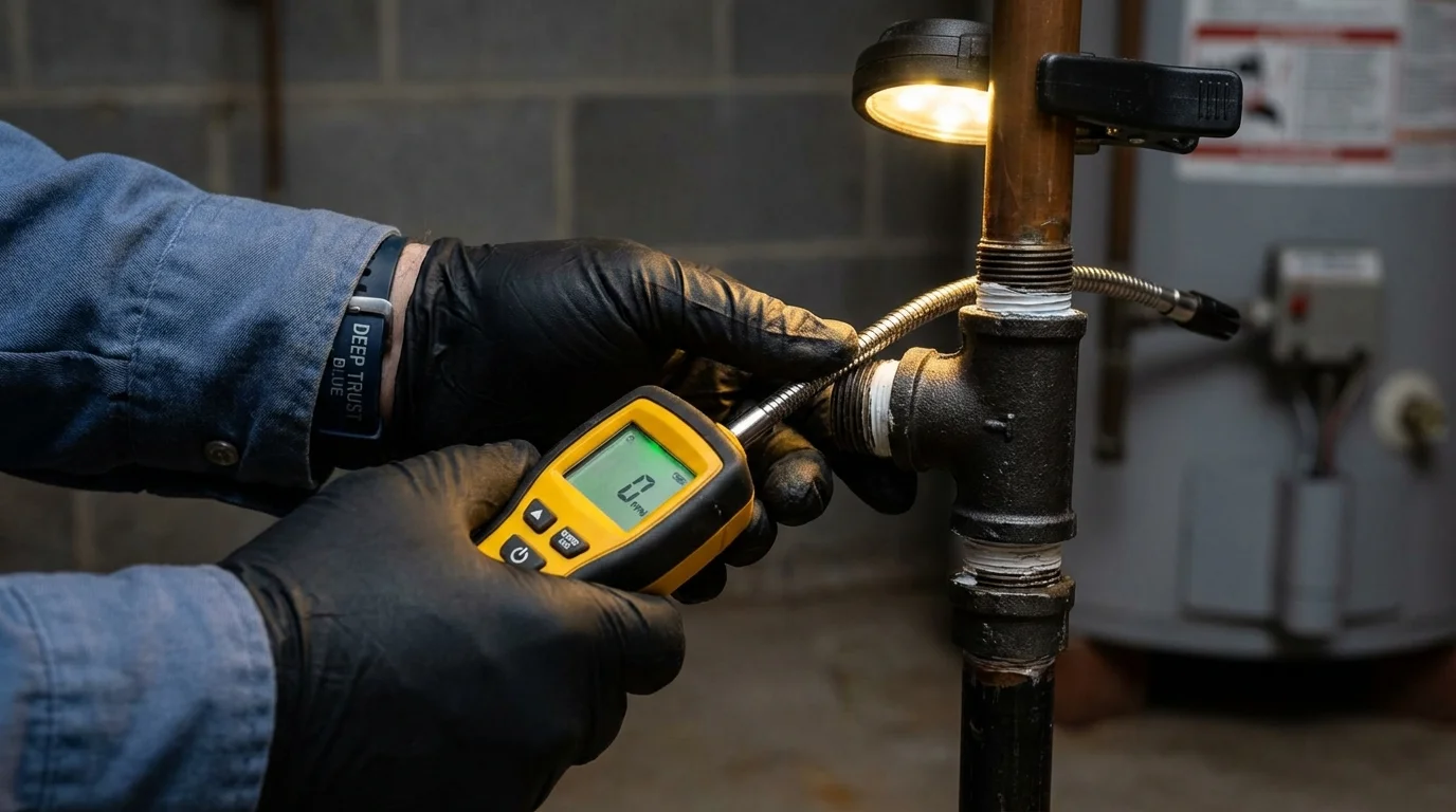 Gas leak detection with electronic sniffer by Johns Plumbing LLC in Red Boiling Springs