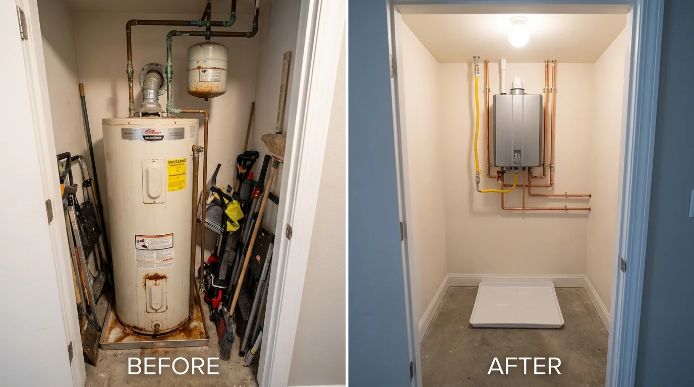 Tank water heater versus wall-mounted tankless unit comparison for Red Boiling Springs, TN homeowners