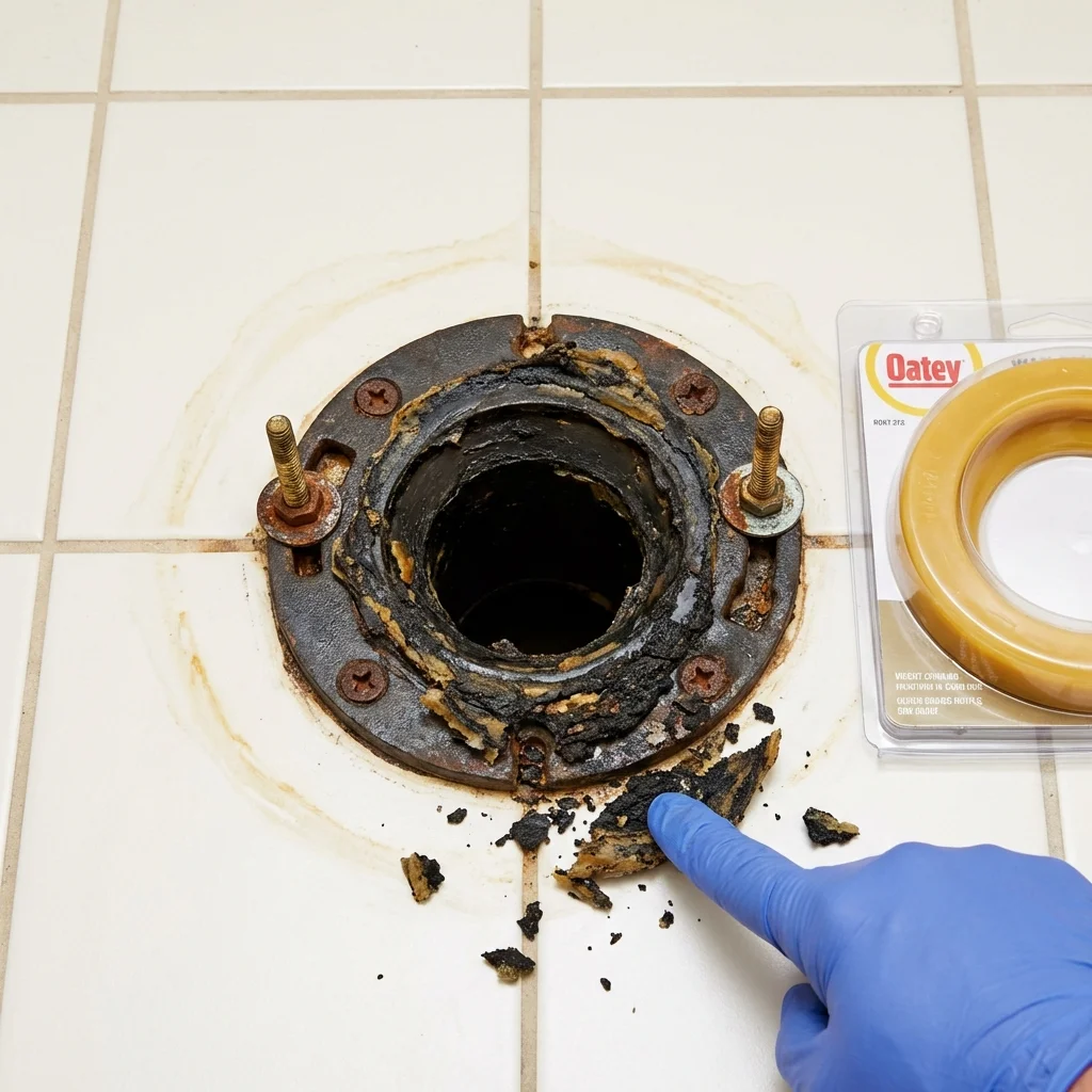 Failed wax ring showing water seepage at the base of a toilet in a Red Boiling Springs, TN home